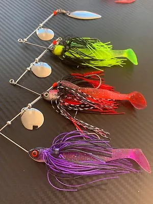 3x 1/2oz Cod Spinnerbaits Spinner Soft Plastic Grub Jig Yellowbelly Lures Bass • $19.95