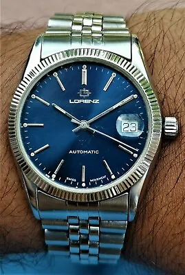 $399.99 • Buy LORENZ Date Just ETA 2824-2 Automatic Watch Blue Dial Jubilee Bracelet Swiss