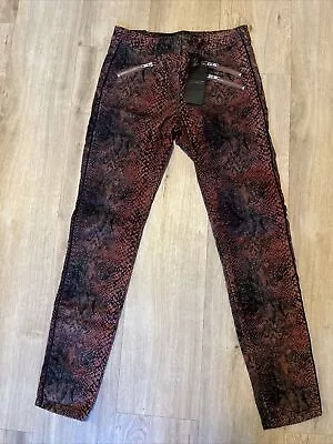 Maison Scotch Corduroy Red Snake Animal Print Moto Zipper Skinny Pants 29 • $35.90