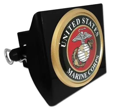 US Marine Corps Seal Black Trailer Hitch Cover [NEW] Chrome Car Auto 2  USMC • $19.95