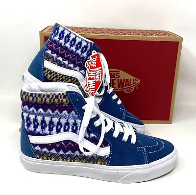 VANS Sk8-Hi Blue Multicolor Women's Suede Canvas Sneakers Shoes Size VN0A7Q5NBER • $52.24