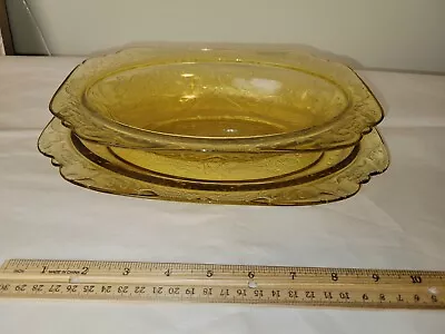 Federal Glass Serving Bowl/platter Madrid Pattern 1930's Yellow Depression Era • $18