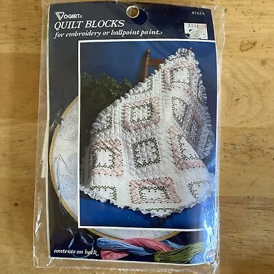 Vogart QUILT BLOCKS Embroidery Paint 6 Pre Stamped 18 Inch Squares NIP • $12.99