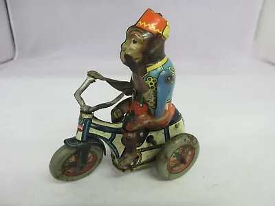 £97.39 • Buy 336- Vintage  Monkey On Tricycle Germany Us Zone Wind Up Metal Tin Toy  336-