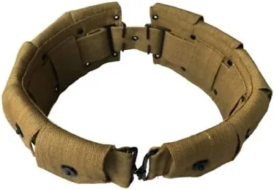 U.S. Army WWII Springfield M1 Garand 10 Pocket Canvas Ammunition Belt Khaki • $38.40