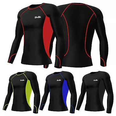 Mens Compression Top Armour Base Layer Long Sleeve Running Gym Sports Shirts Top • £11.99