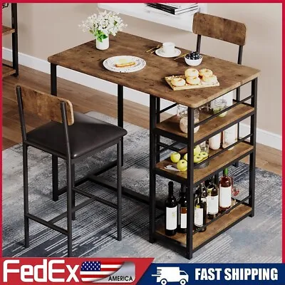 3 Pcs Dining Set For 2 Bar Table With 2 Hight Chairs Small Space Kitchen Dinette • $109.99