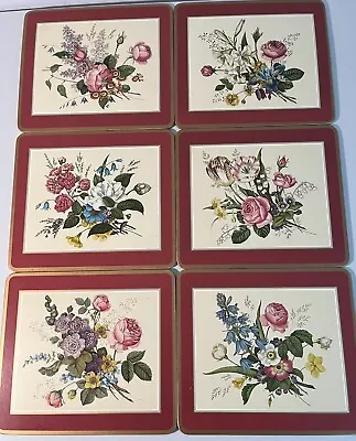 Vintage Pimpernel Luncheon Coasters Floral Spray Mist Set Of 6 England Botanical • $24.95