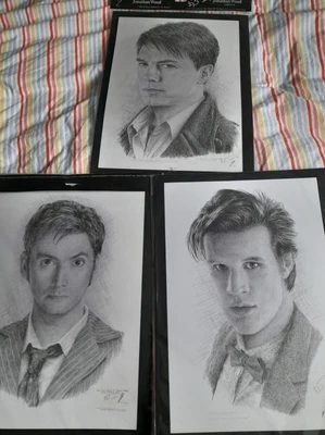 £5 • Buy Doctor Who Prints X3 By Jonathan Wood (10th Doctor, 11th Doctor, Captain Jack)