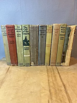 Lot Of 10 1910s-1940s Zane Grey Western Hard Cover Books • $19.95