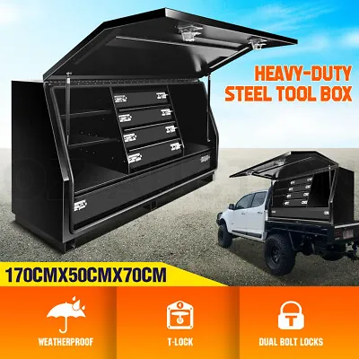 $1259.95 • Buy Steel Ute Tool Box Storage Drawer Shelf Toolbox Truck Trailer Black 170x50x70CM