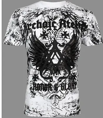 Archaic By Affliction Men's T-Shirt ACHILLES White Wings Biker S-4XL • $25.95