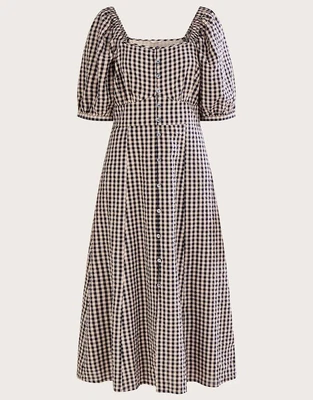 £17 • Buy Monsoon Summer Dress New Season Navy Taupe Checks BNWT Size 8