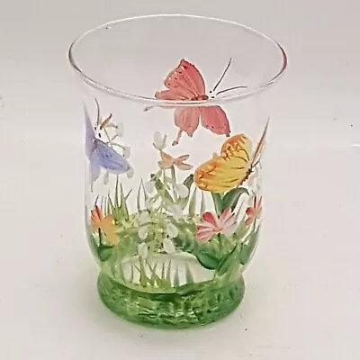 Hand Painted T Light Candle Holder Butterfly & Flower Design (A10) • £16