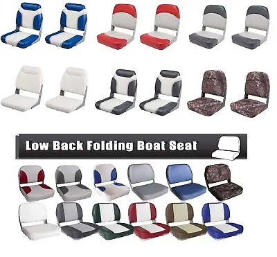 Marine Boat Seat 2 Pack Low Back Padded Bass Folding Fishing Chair Bucket Seats • $269.99