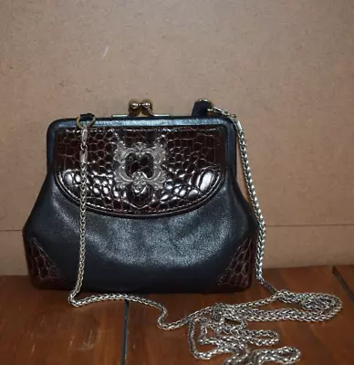 Vintage Brighton  Mini Leather Kisslock VGUC Purse - Black Pebbled • $39.99