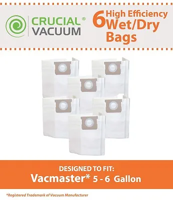 $23 • Buy 6 Replacement Vacmaster 5 - 6 Gallon Bags Part # VDBS