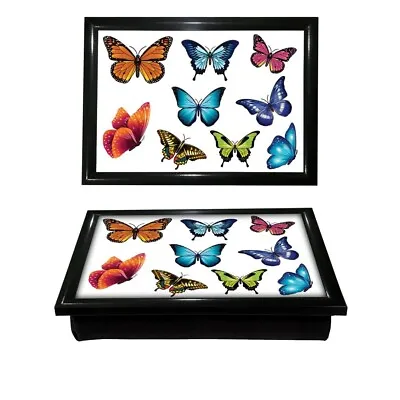 Butterfly Laptray Wooden Soft Padded Cushioned Bean Bag Lap Dinner Laptop Tray • £12.20