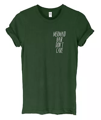 Mermaid Hair Don't Care Breast Print Mens Womans Funny Unisex Pocket T-Shirt • £11.99