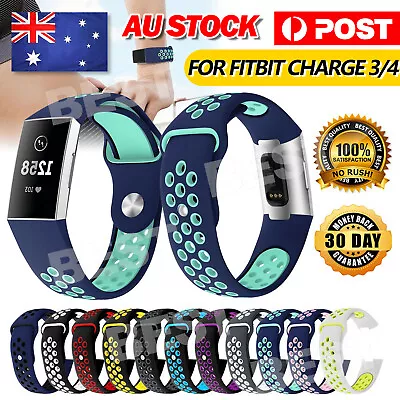 For Fitbit Charge 3/4 Band Soft Silicone Replacement Sport Strap Band Adjustable • $6.85