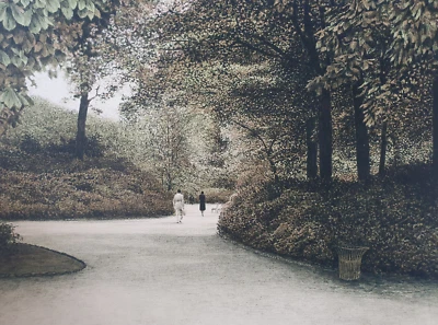 $217.04 • Buy Lithography Orig Harold Altman Signed Paris Park Luxembourg 1982