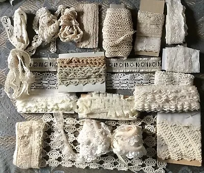 Lot Of 18 VTG 1930s-50s Grandma's Handmade Cotton Lace - Tatting Crochet Trim • $25