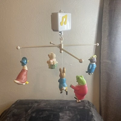 £29.19 • Buy Vintage 1976 Peter Rabbit, Mother Goose, Beatrix Potter Mobile Crib Toy - Tested