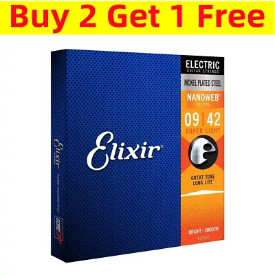 Elixir 12002 Electric Guitar String Nanoweb Nickel Plated Steel 9-42 Super Light • $9.49