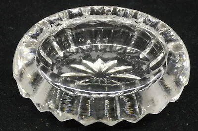 VINTAGE GLASS OVAL MASTER SALT W SMOOTH TOP GROOVED SIDE PATTERN • $6.99