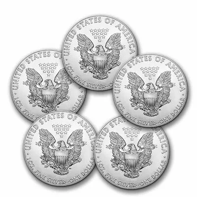 Lot Of 5 - 2014 Silver American Eagle 1 Oz. Coins .999 Fine From Tube • $197.50