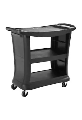 Use Rubbermaid Fg9t6800bla Plastic Enclosed Service Cart 3 Shelves Excellent C • $175