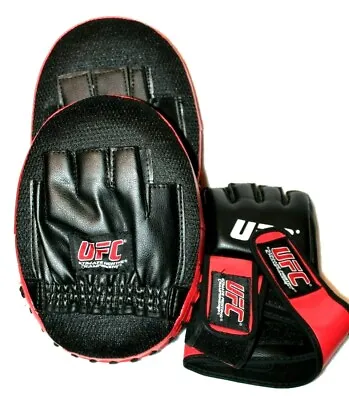 UFC Ultimate Fighting Championship MMA Gloves Punch Mitts Training Set Red/Blk L • $41.99