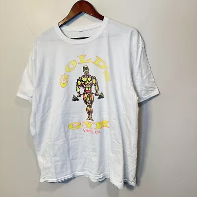 Vtg Golds Gym Mens Bodybuilder Venice California White Tee T Shirt 2XL • $31.45