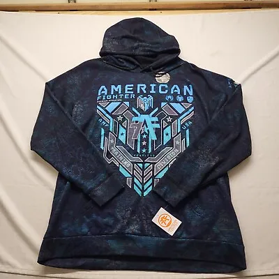 American Fighter Mens Hoodie 2XL Blue Kryptek Camo Fleece Lined Sweatshirt New • $55