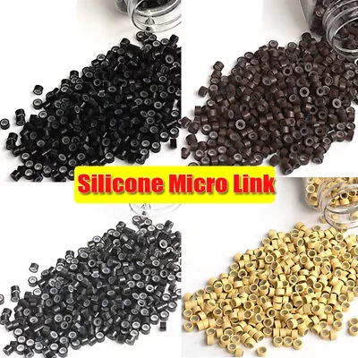 1500pcs Silicone Lined Micro Beads Ring Tube For Human Hair Extensions I Tip 5mm • £3.69