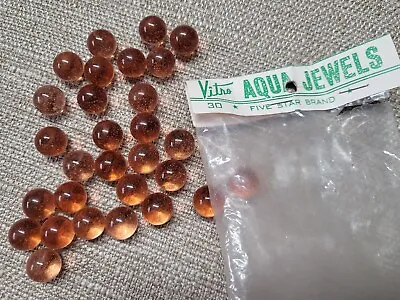 Vintage Marbles Vitro Aqua Jewels Clearie 29 Peachy Orange Original Bag NOS • $20.04