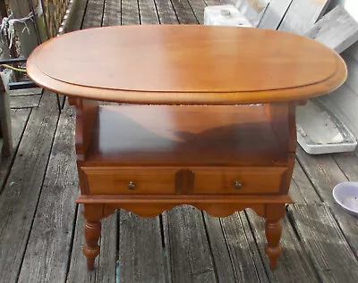 Mid Century Maple Oval End Table / Side Table With Drawer  (RP-ET199) • $349