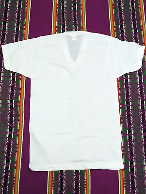 Never USED VINTAGE 70S HANES V NECK T SHIRT SINGLE STITCH MADE IN USA M SOLID • $29