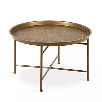 El Mahdavi Bohochic Hammered Metal Tray Coffee Table Dark Gold • $184.71