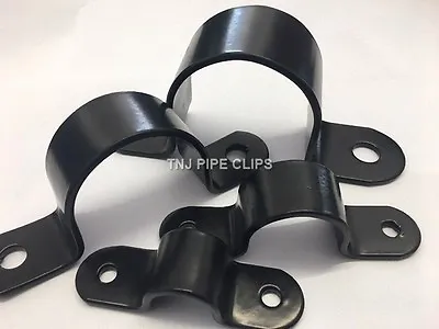 Steel Nylon Coated Pipe Saddle Clamp Fixing - HEAVY DUTY 12mm To 150mm Diff Qtys • £7.40