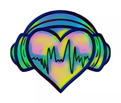Psychedelic Heart Headphones Sticker • $3.20