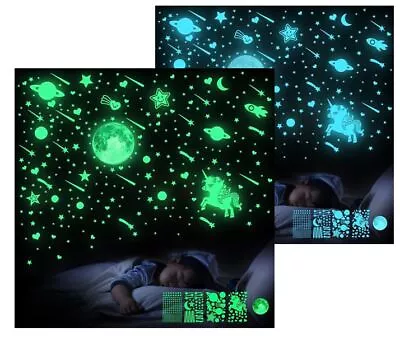 Glow In The Dark Stars For Ceiling Moon Rocket Planet Sticker Decal 297 - 594 Pc • $17.08