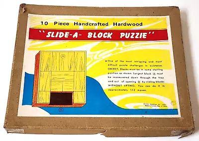 Vintage 10 Piece Handcrafted Hardwood SLIDE-A BLOCK PUZZLE - Rare • $39.99