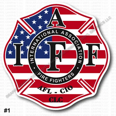 IAFF Firefighter HELMET Decal 2  Sticker US USA Flag Hard Shell Laminated 0388 • $3.49