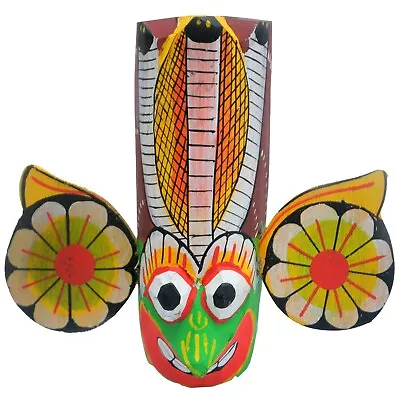 Hand Craved Wall Sri Lanka Fire Mask Traditional Home Wooden Hang Decor Devil • £14.24