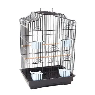 Pet Bird Cage Parrot Aviary Canary Budgie Finch Perch Black Portable Metal • $49.69