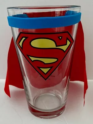 SUPERMAN Tumbler Drinking Glass With Removeable Red Cape TM & DC Comics • $19.99