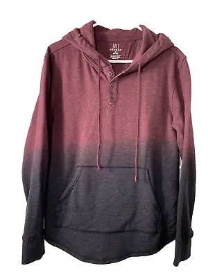 George Lightweight Hoodie Sweatshirt Pullover Men M/L Maroon Red Gray Ombre • $15.99