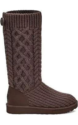 Ugg Classic Cardi Cabled Knit Burnt Cedar Brown Zip Tall Boots Size Us 8 Women • $127.49