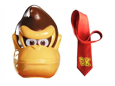 Donkey Kong Adult Costume Kit Mask And Necktie DK Tie Halloween Gamer Cosplay • $39.06